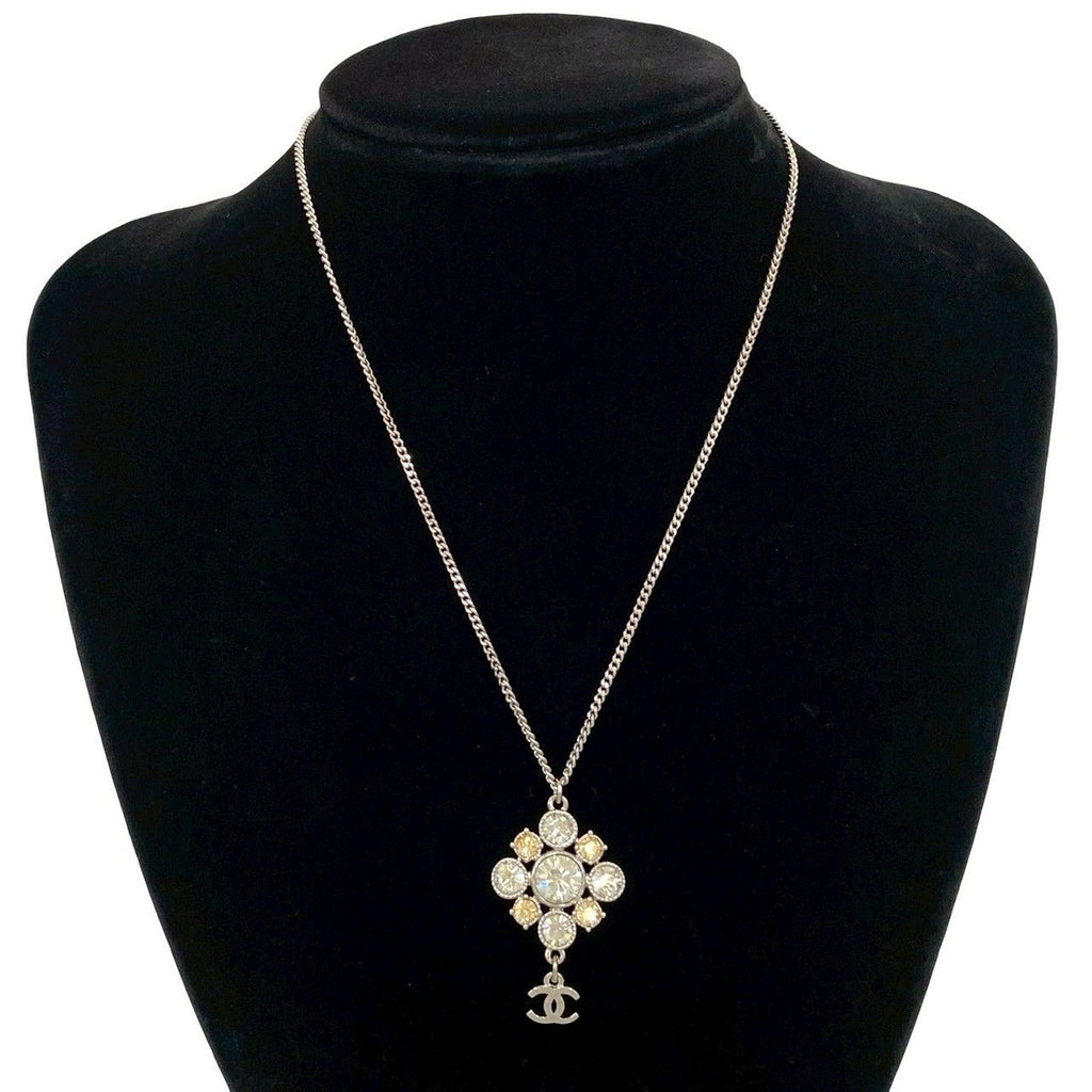 Chanel Box CC Logo Motif Plated Rhinestone Necklace — view 2