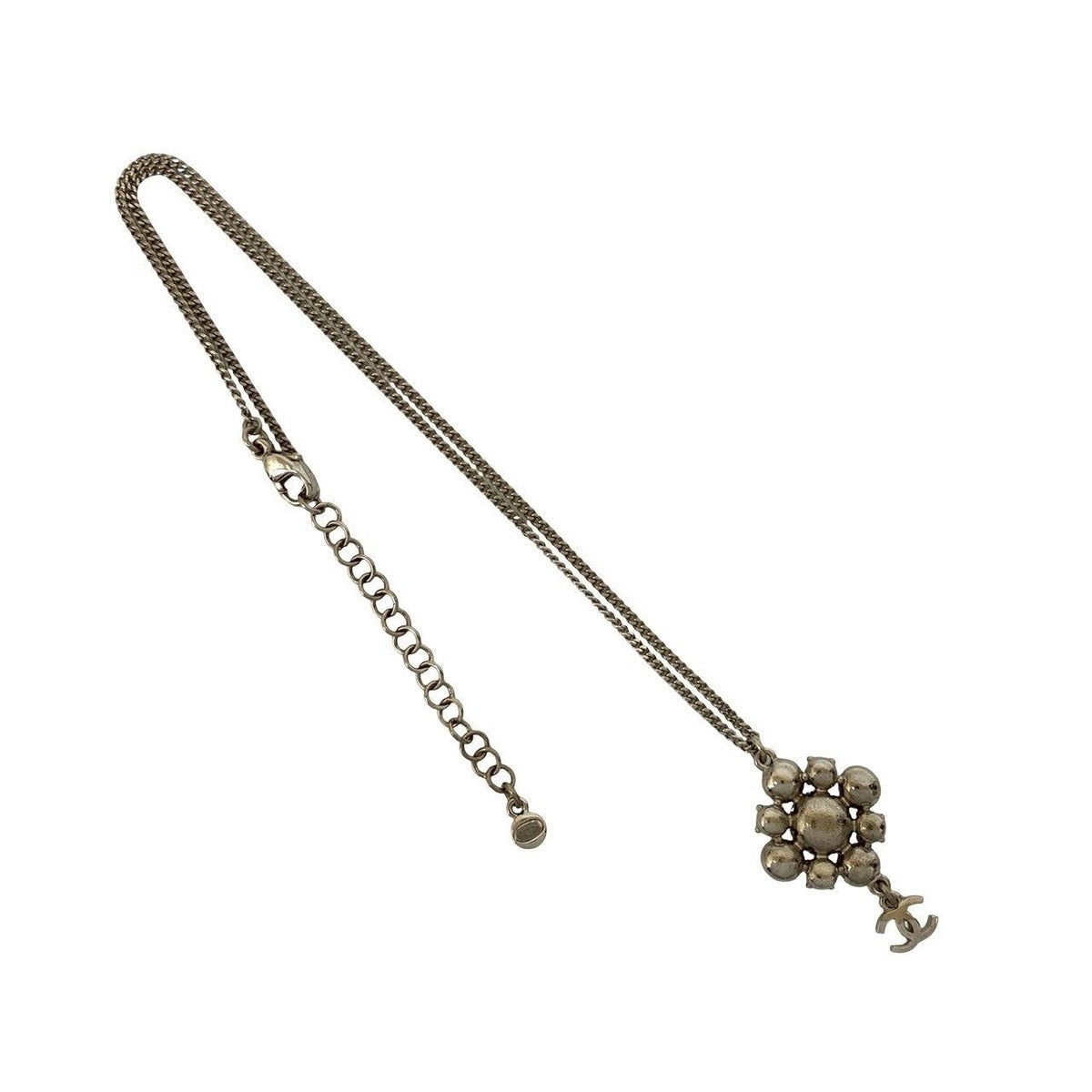 Chanel Box CC Logo Motif Plated Rhinestone Necklace — view 5