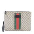 Gucci GG Supreme Sherry Line Leather Clutch Pouch Business