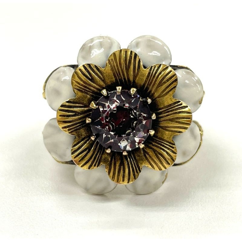 Gucci Flower Cocktail Ring S With Stones And GP White — view 2