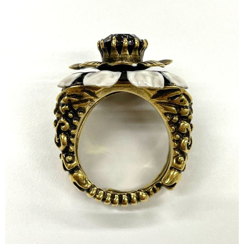 Gucci Flower Cocktail Ring S With Stones And GP White — view 3