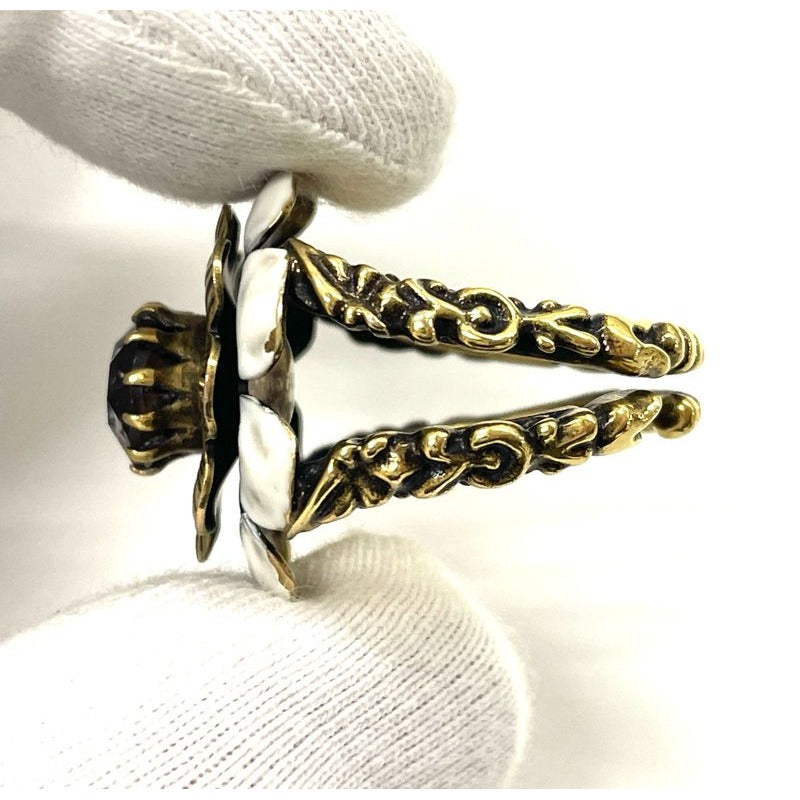 Gucci Flower Cocktail Ring S With Stones And GP White — view 6