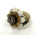 Gucci Flower Cocktail Ring S With Stones And GP White