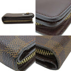 Louis Vuitton Bifold Wallet Compact Zip Damier Ebene Brown Gold Hardware — view 4