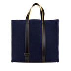 Fendi Tote Navy Wool Leather