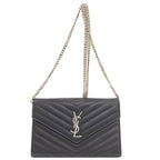 Saint Laurent Yves Chain Shoulder Stitch Bag Calf