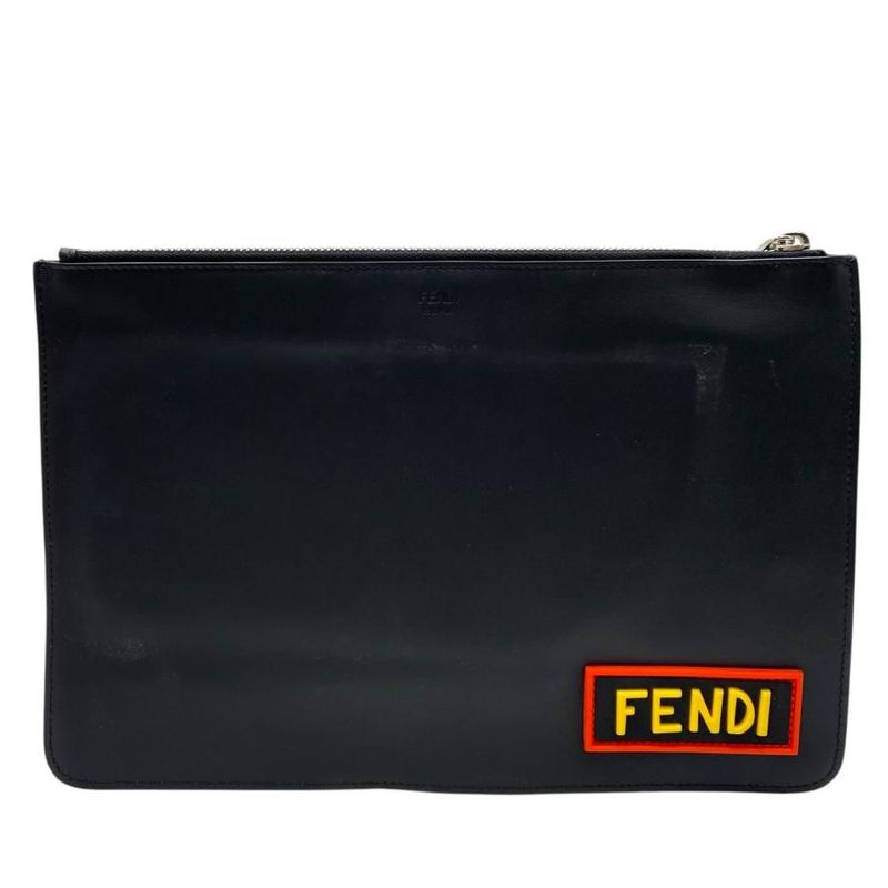 Fendi 7 N0078 Love Second Bag Clutch Pochette Leather Black Multicolor — view 2