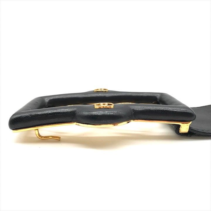 Chanel CC Logo Leather Belt Black Gold — view 5