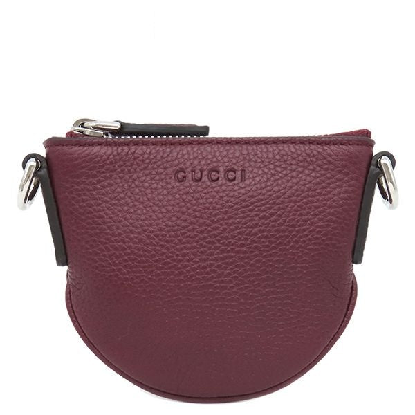 Gucci Shoulder Bag Logo Micro Leather Bordeaux Silver Red Green Web
