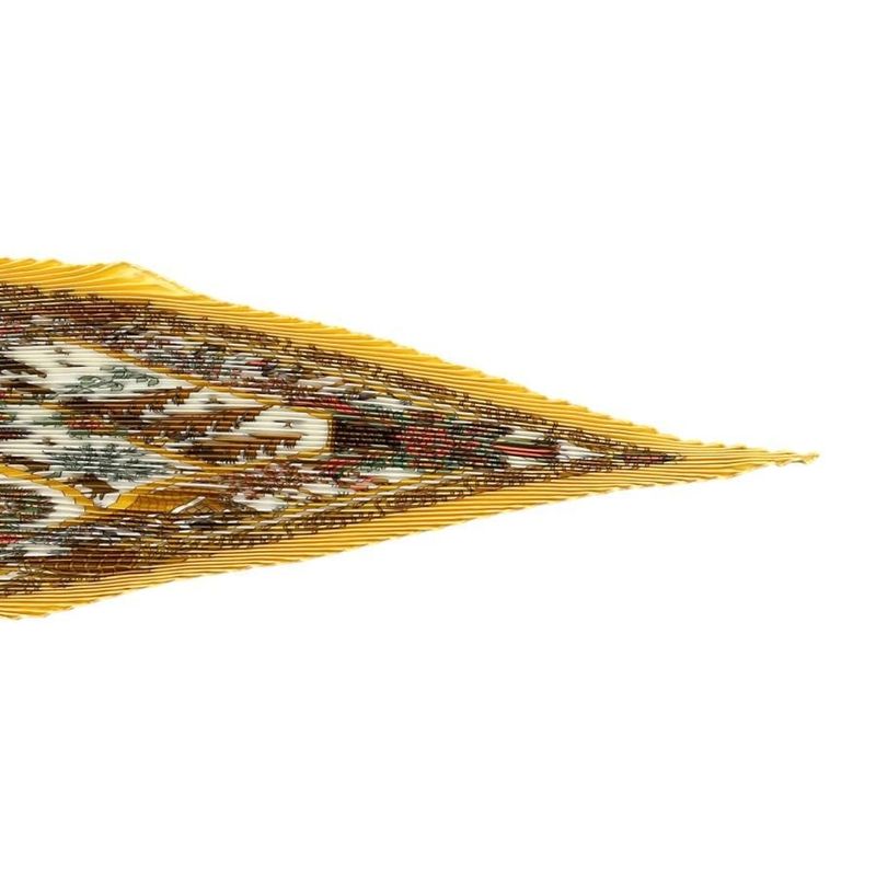 Hermes Silk Scarf Carre 90 Pleated Decoupages Yellow White — view 6