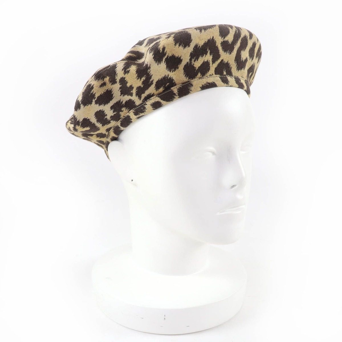 Dior Leopard Pattern Beret Hat Brown 57