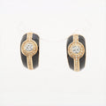 Christian Dior Onyx Motif Earrings GP With Rhinestones Black