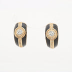 Christian Dior Onyx Motif Earrings GP With Rhinestones Black