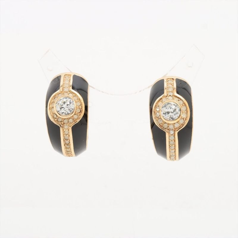 Christian Dior Onyx Motif Earrings GP With Rhinestones Black — view 2