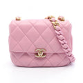 Chanel Shoulder Bag Mini Quilted Pink Leather Small Flap Chain