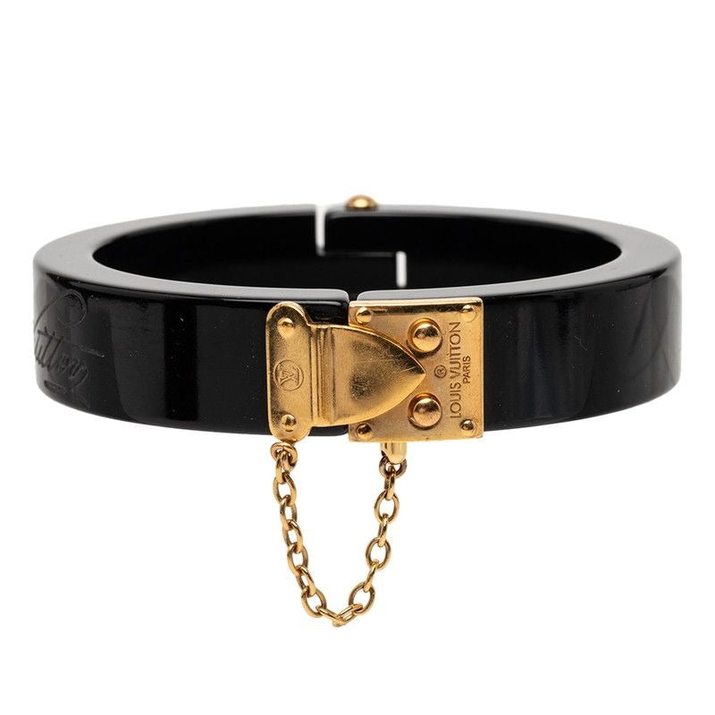 Louis Vuitton Lockme Bangle Bracelet Black Gold Plastic Plated