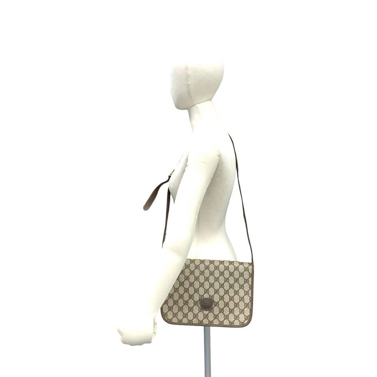 Gucci Vintage GG Logo Leather Shoulder Bag Pochette Crossbody Brown — view 2