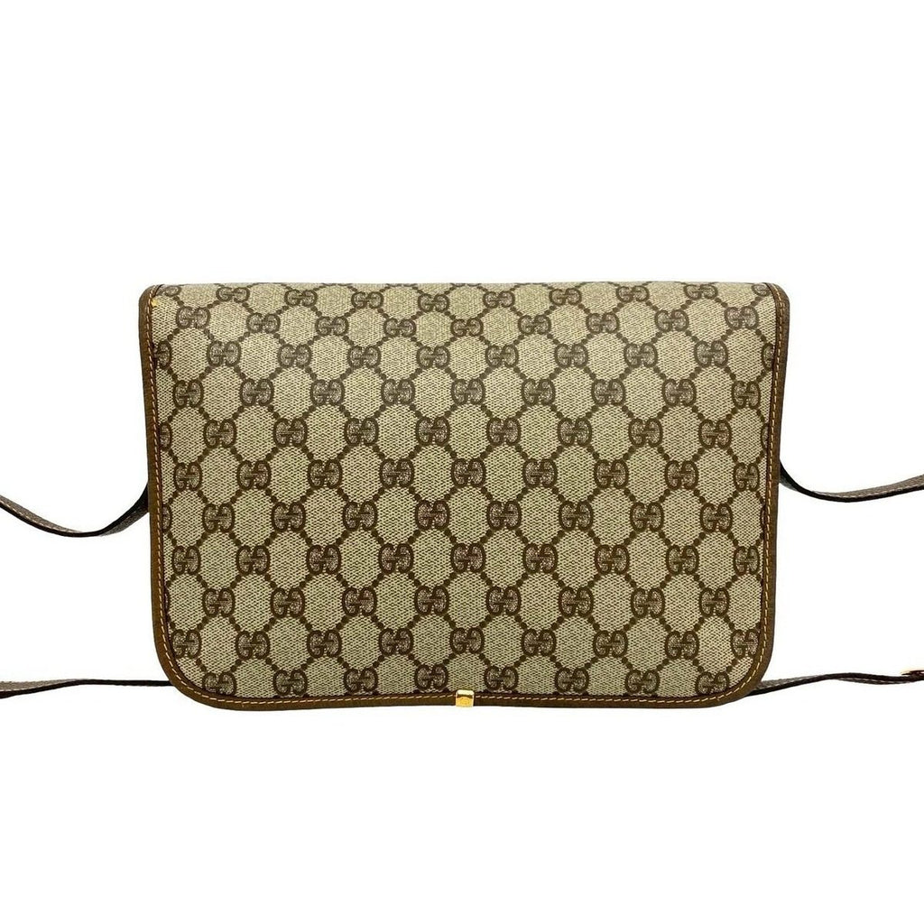 Gucci Vintage GG Logo Leather Shoulder Bag Pochette Crossbody Brown — view 3