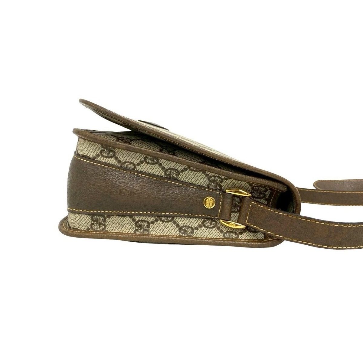 Gucci Vintage GG Logo Leather Shoulder Bag Pochette Crossbody Brown — view 6