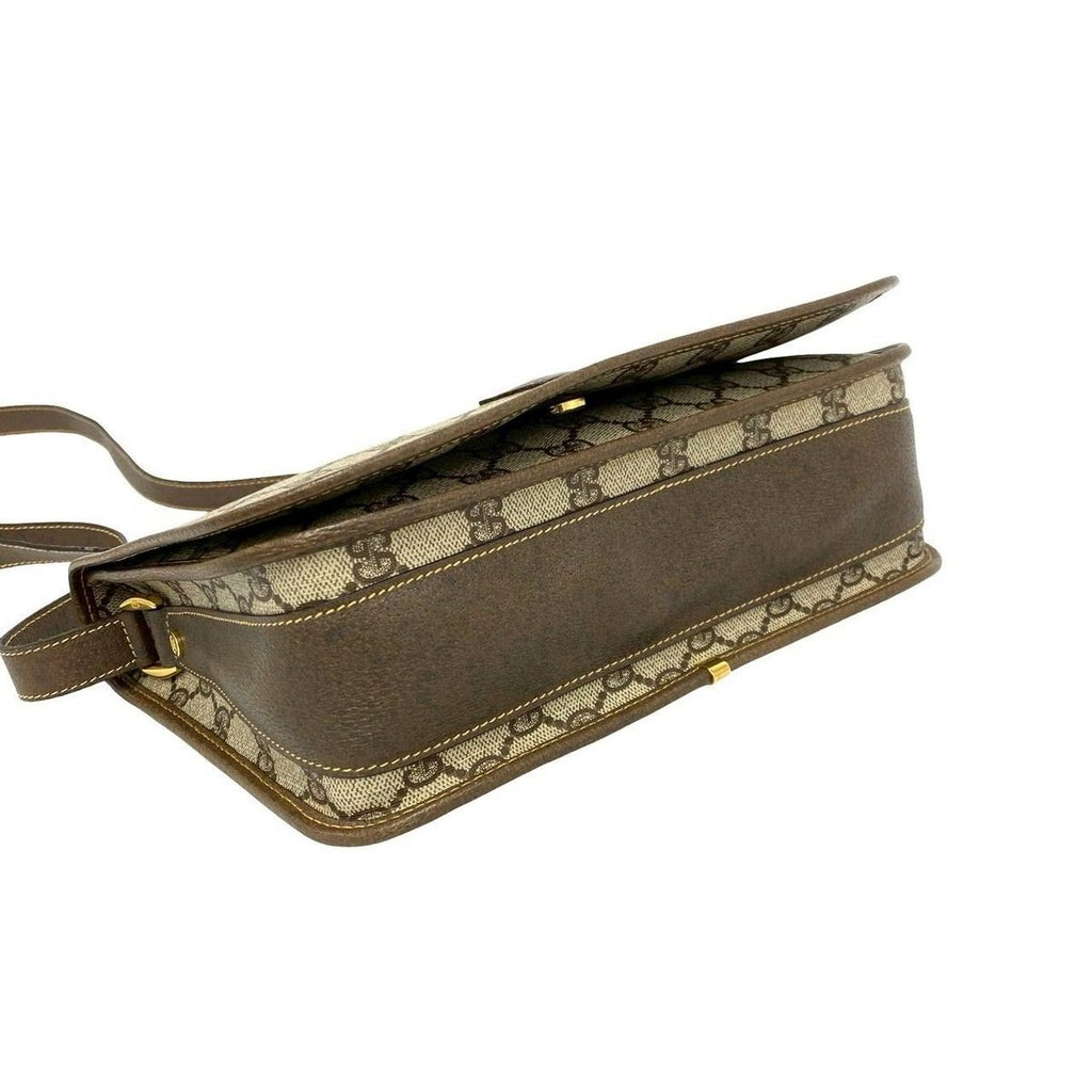Gucci Vintage GG Logo Leather Shoulder Bag Pochette Crossbody Brown — view 7