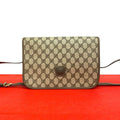 Gucci Vintage GG Logo Leather Shoulder Bag Pochette Crossbody Brown