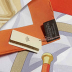 Hermes Carre 90 Scarf Beaute Composee 100% Silk Orange Brown — view 9
