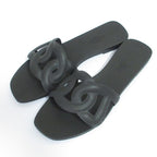 Hermes Aloha Flat Sandals Mules 35 Black