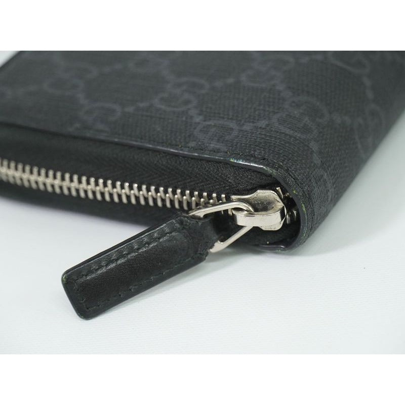 Gucci New Web Sherry Line GG Supreme Round Zipper Long Wallet Gray — view 4