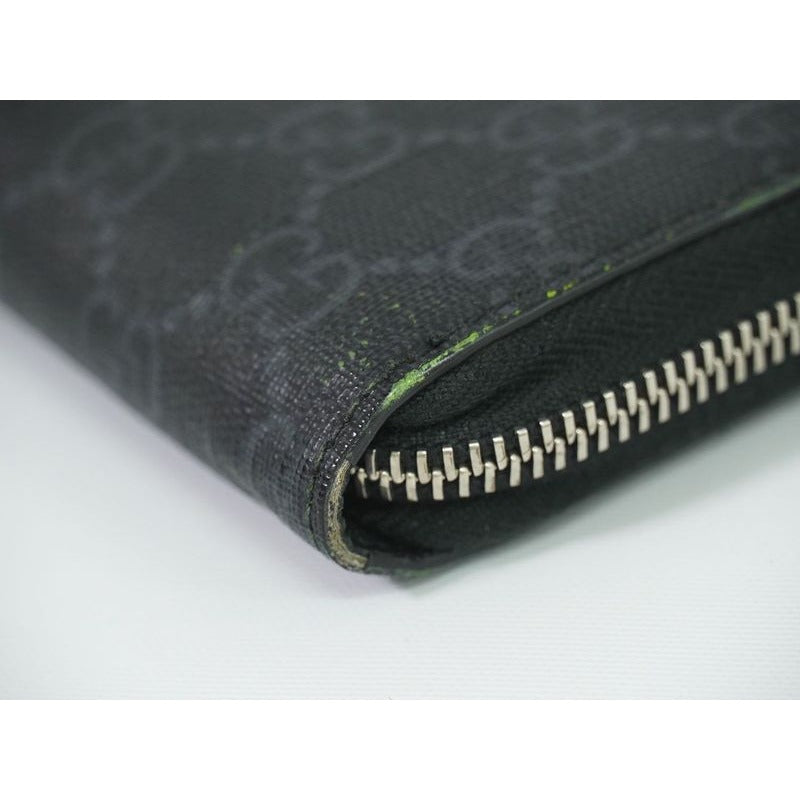 Gucci New Web Sherry Line GG Supreme Round Zipper Long Wallet Gray — view 6