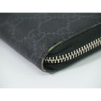 Gucci New Web Sherry Line GG Supreme Round Zipper Long Wallet Gray — view 6