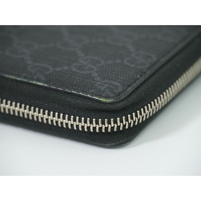 Gucci New Web Sherry Line GG Supreme Round Zipper Long Wallet Gray — view 7