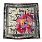 Hermes Carre 55 Horsewear Kyoto Marble Flower Silk