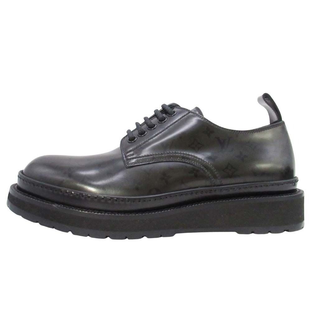 Louis Vuitton Monogram Davis Shoes Thick Sole Platform Lace Up Leather