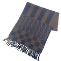 Fendi Scarf Zucca Pattern Pecan Wool Navy