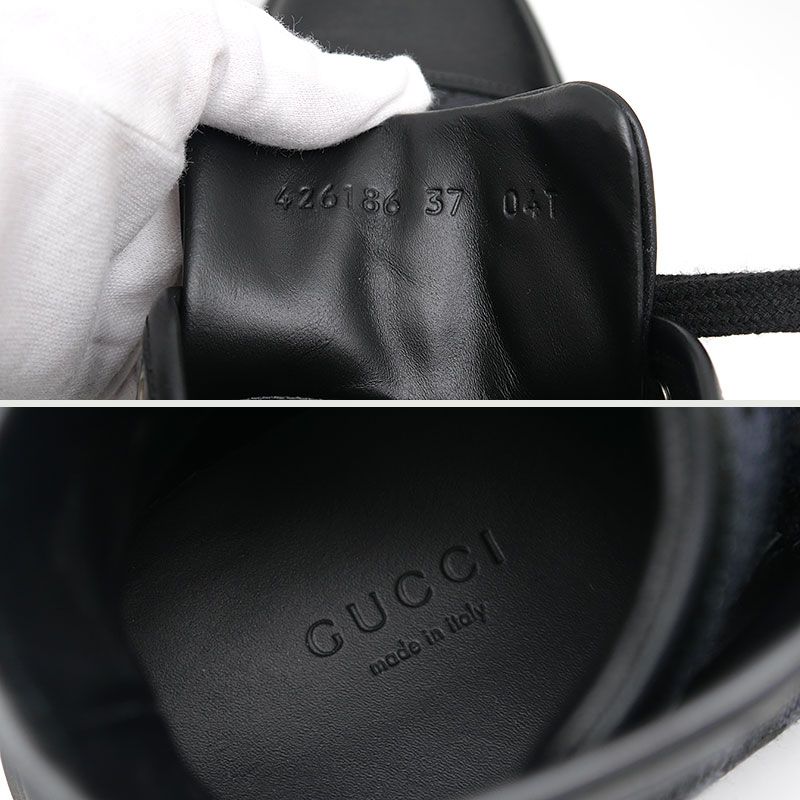 Gucci High Cut Sneakers Size 37 GG Canvas Black — view 6