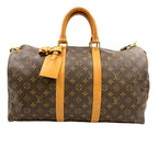 Louis Vuitton Keepall 45 Monogram Leather Brown Light Boston Bag Gold
