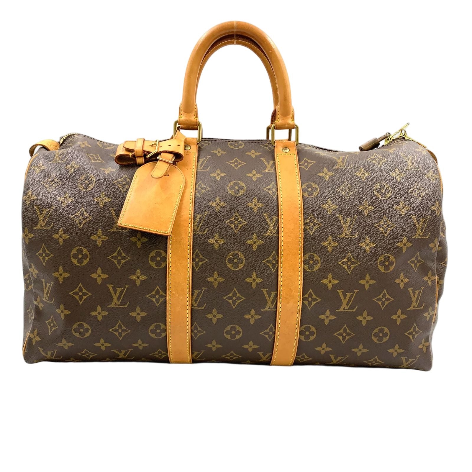 Louis Vuitton Keepall 45 Monogram Leather Brown Light Boston Bag Gold