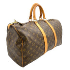 Louis Vuitton Keepall 45 Monogram Leather Brown Light Boston Bag Gold — view 2