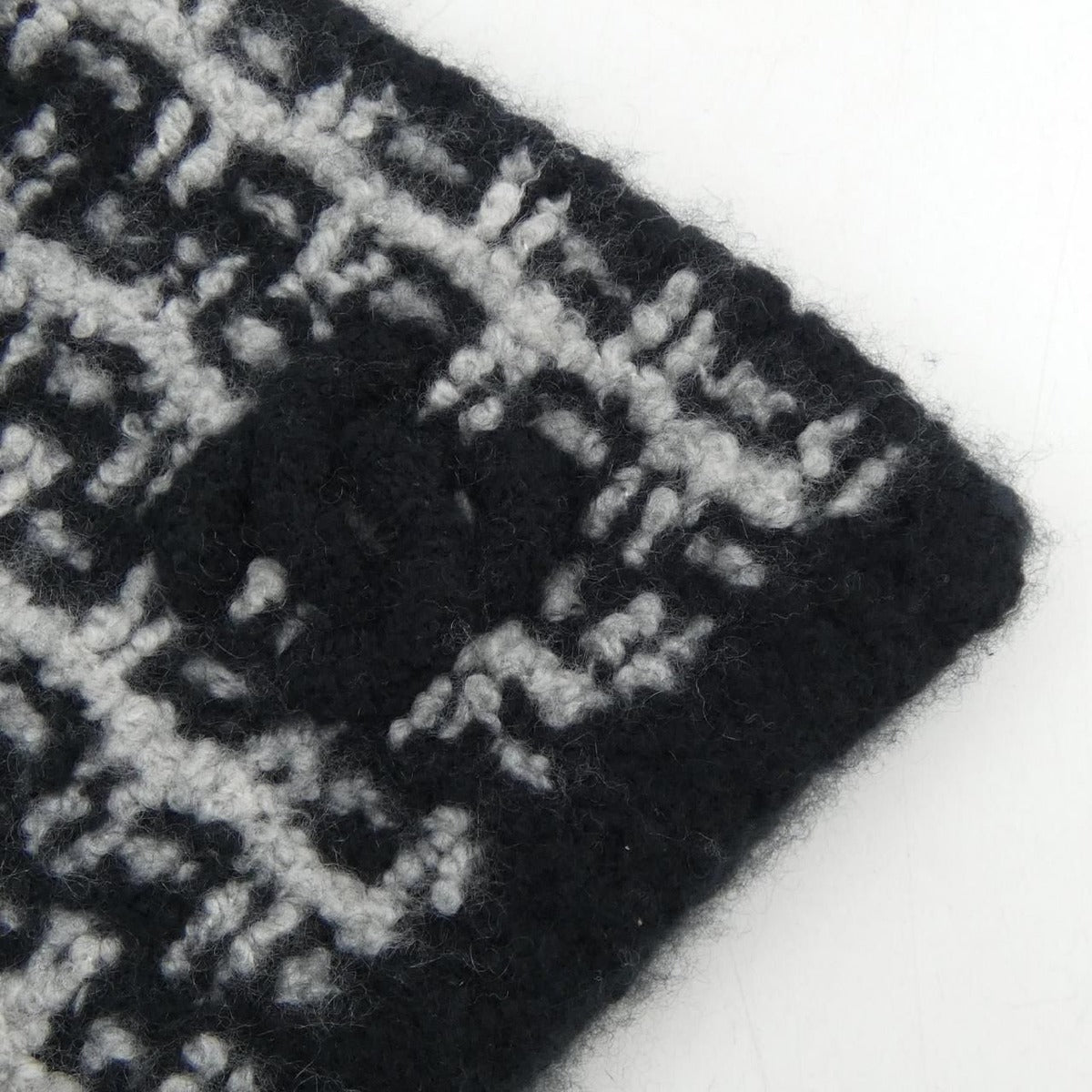 Chanel Scarf Silk Cashmere Black Gray — view 2
