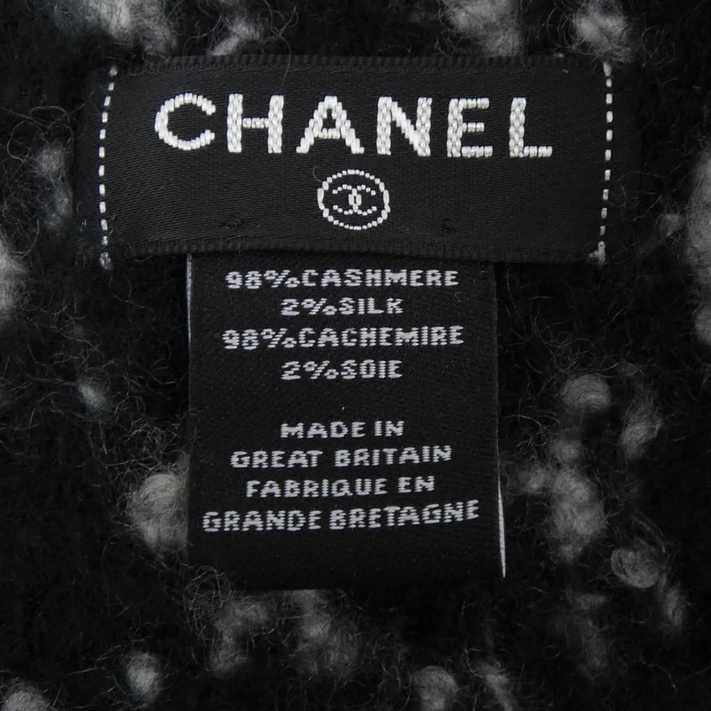 Chanel Scarf Silk Cashmere Black Gray — view 3