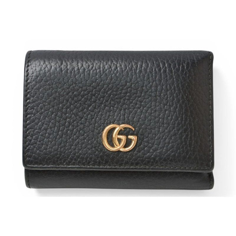 Gucci Mini Wallet Trifold Fold Petite Marmont Petit Black