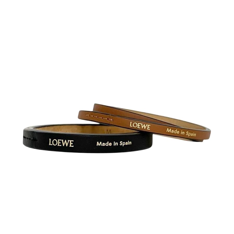 Loewe Bangle Set Brown Black Bracelet M Leather Simple