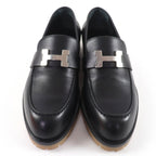 Hermes Faubourg Silver Hhardware Leather Loafers Black 36 Handbag — view 4
