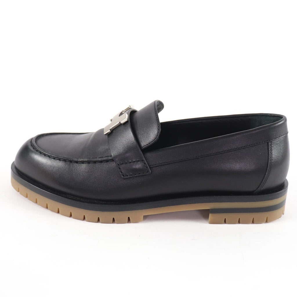 Hermes Faubourg Silver Hhardware Leather Loafers Black 36 Handbag — view 5
