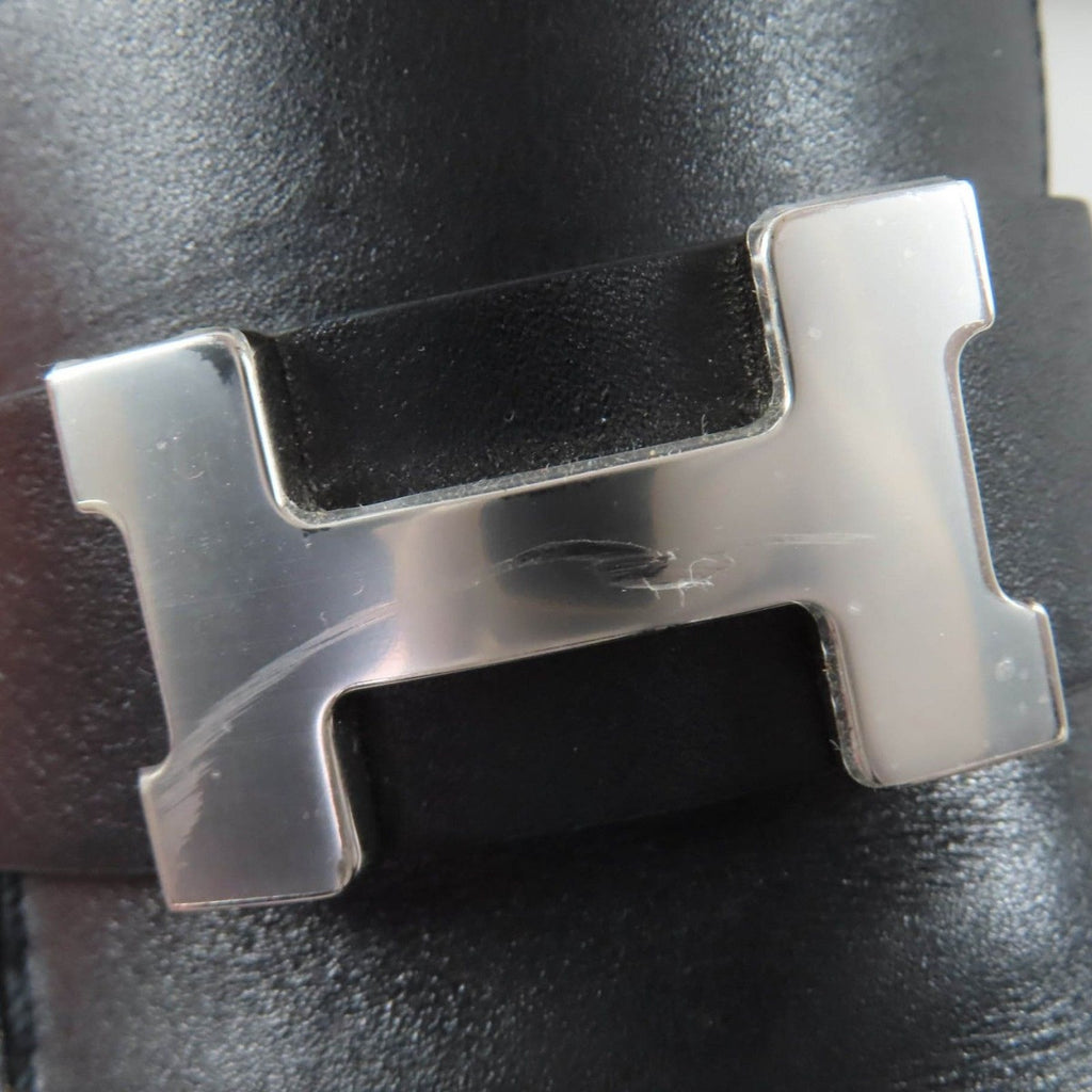Hermes Faubourg Silver Hhardware Leather Loafers Black 36 Handbag — view 9