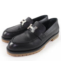 Hermes Faubourg Silver Hhardware Leather Loafers Black 36 Handbag