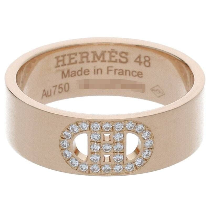Hermes Hd'ancre 18K Pink Gold Diamond Ring 48 8 — view 2
