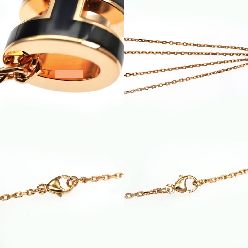 Hermes Necklace Pop Ash Mini Pendant Black Rose Gold Hardware Accessorie — view 9