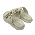 Christian Dioract Sandals Shoes Leather Ivory Gold Logo Velcro Strap — view 4