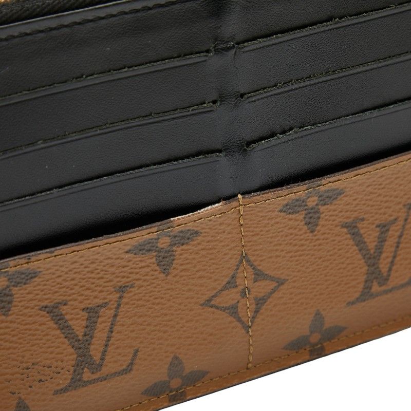 Louis Vuitton Monogram Reverse Slim Purse Brown Black Leather — view 6